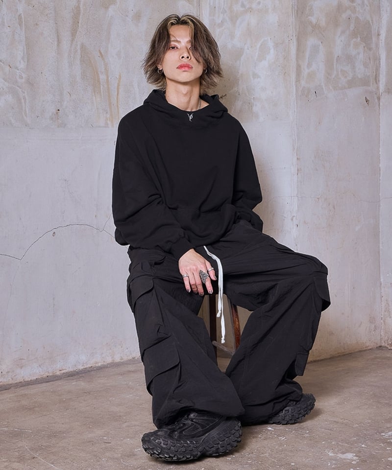 OVER FIT VINTAGE LOGO HOODIE / BLACK | Volff