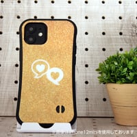 《iPhone16シリーズ取扱い開始》iPhoneケース　衝撃吸収グリップケース　ゴールドグリッターイメージ　ハートモチーフ