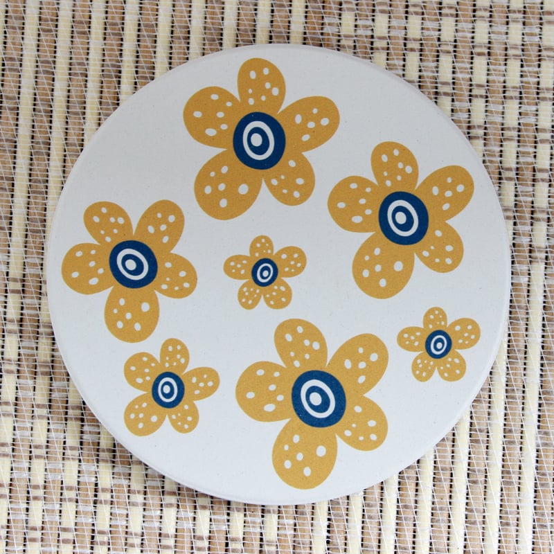 珪藻土コースター レトロな花柄 4デザインセット タイプB | 雑貨と本の