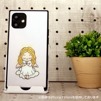 《iPhone16シリーズ取扱い開始》iPhoneケース　表面ガラス仕様　スクエア型ケース　ハッピーエンジェル　ピンク