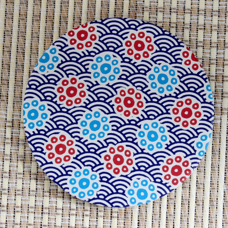 珪藻土コースター 吸水 日本伝統文様 和柄 青海波×九曜 4デザイン