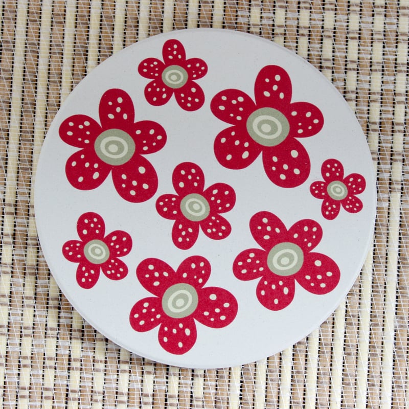 ハワイアン花柄ポーチとコースターセット ハワイアン花柄ポーチとコースターセット