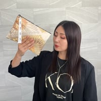 和モダンポーチ【象牙×菊菱】