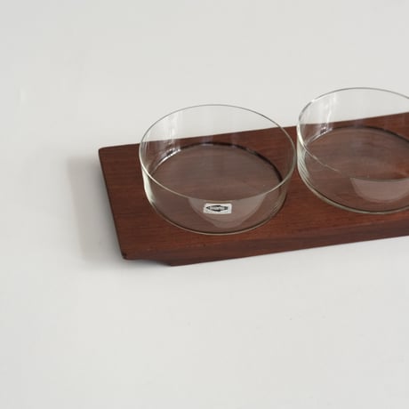 Saara Hopea / Kaj Franck Glass Bowl with Wooden Tray