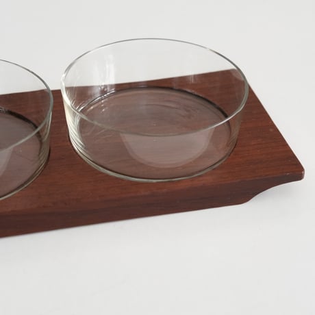 Saara Hopea / Kaj Franck Glass Bowl with Wooden Tray