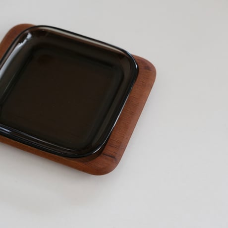 KAJ FRANCK GLASS PLATE with WOOD TRAY