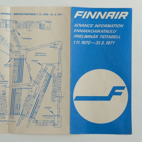70s FINNAIR PAPER TIMETABLE
