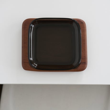 KAJ FRANCK GLASS PLATE with WOOD TRAY