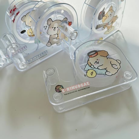 이리눕개 투명 테이프 디스펜서　ワンちゃん透明テープディスペンサー