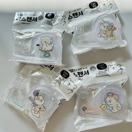 이리눕개 투명 테이프 디스펜서　ワンちゃん透明テープディスペンサー