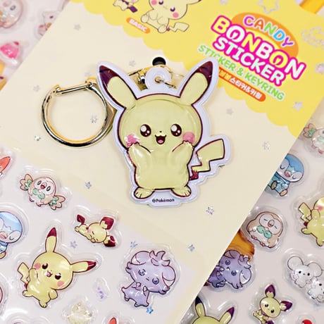 韓国限定ポケモン【ステッカー&キーホルダー付き】ボンボンドロップステッカー