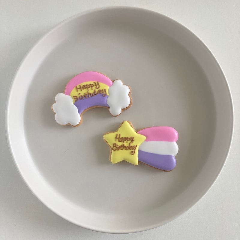 メッセージプレートのアイシングクッキー(虹・流れ星) | NICO COOKIE COLOR