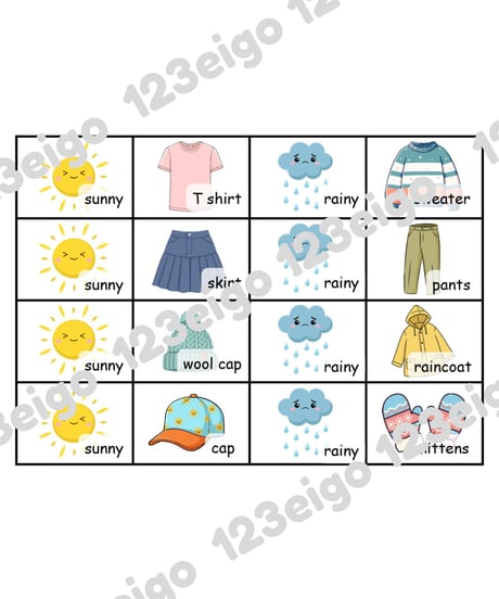Weather Clothes Matching Cards