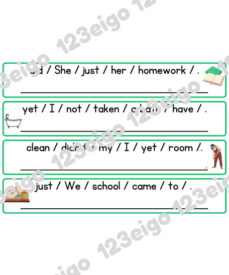 Sentence Order Cards (already, just, not yet)