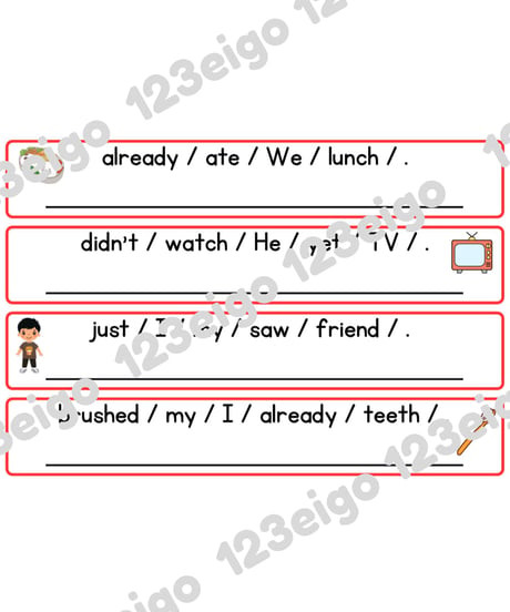 Sentence Order Cards (already, just, not yet)