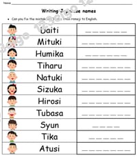 Writing Japanese names