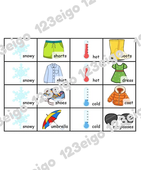 Weather Clothes Matching Cards