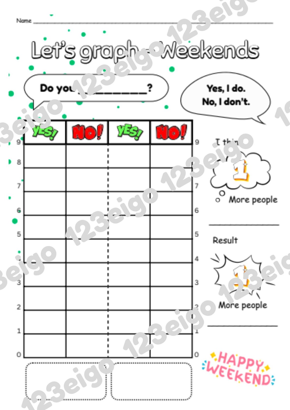 Graph Wednesday Let's Graph - Weekends | 123eigo