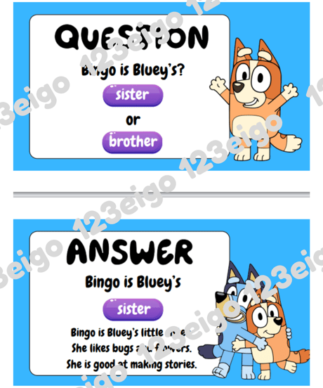 Bluey Family Quiz | 123eigo