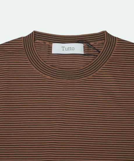 Tutto ／  コットン ボーダー クルーネック Brown × Black