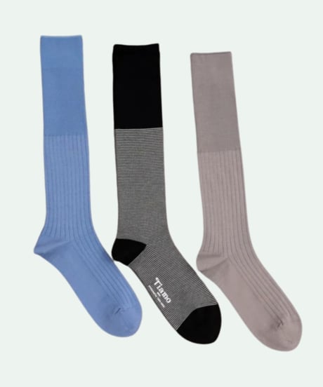 YUSUKE FUKUSHIMA × Tabio MEN ／ 3pc ロングホーズ ソックス For Black Shoes