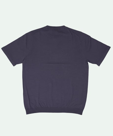 Tutto ／  コットン ボーダー クルーネック Purple × Navy