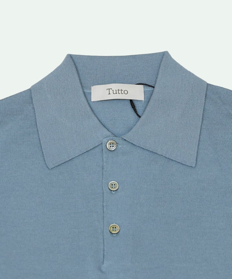 Tutto ／ ウール ニット ポロ SAX BLUE | Tiamo La Online