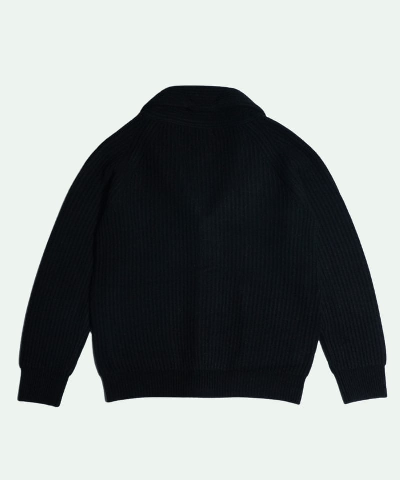 Tutto ／ ウールカシミヤ ショールカラーニット BLACK | Tiamo La On