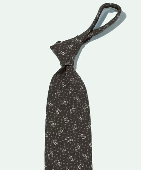 TIE YOUR TIE ／ シルク Frrank フラワー小紋ネクタイ BROWN