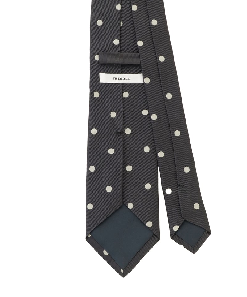 THE SOLE ／ Tiamo別注 シルク ポルカドット ネクタイ Charcoal x B