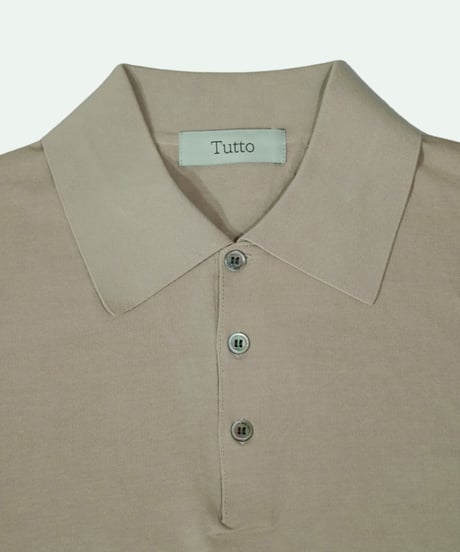 Tutto ／  コットン ニットポロシャツ Grey Beige