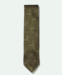 TIE YOUR TIE ／ シルク FrrankSford フラワー小紋ネクタイ YELLOW BROWN