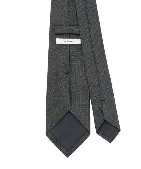 THE SOLE ／ Tiamo別注 シルク ヘリンボーン ソリッド ネクタイ Charcoal
