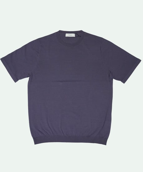 Tutto ／  コットン ボーダー クルーネック Purple × Navy