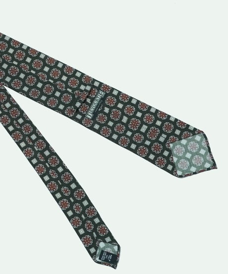 TIE YOUR TIE ／ シルク プリント FrrankSford 小紋ネクタイ GREEN×RED