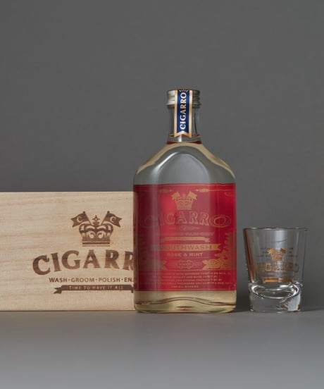 CIGARO ／  マウスウォッシュ ローズ&ミント 200ml ショットグラス 木箱付き（桐）