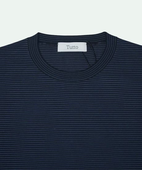 Tutto ／  コットン ボーダー クルーネック Navy × Black