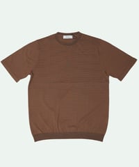 Tutto ／  コットン ボーダー クルーネック Brown × Black