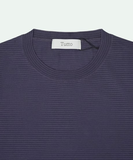 Tutto ／  コットン ボーダー クルーネック Purple × Navy