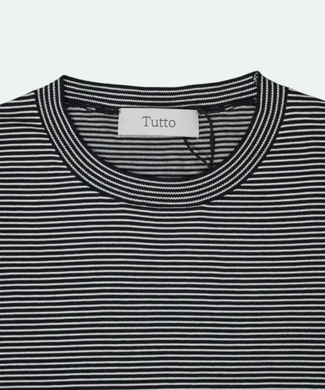 Tutto ／  コットン ボーダー クルーネック Black × White