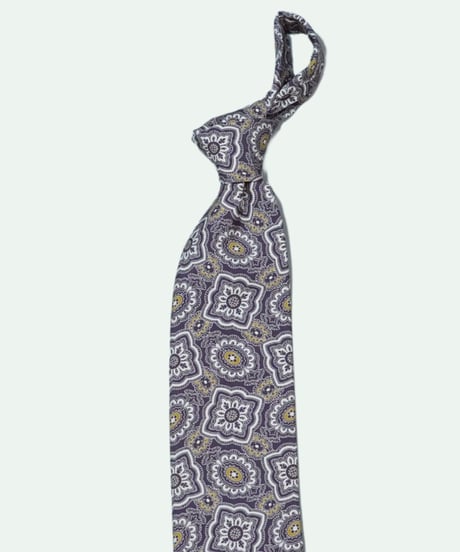 TIE YOUR TIE ／ シルク プリント FrrankSford ペイズリー ネクタイ PURPLE×YELLOW