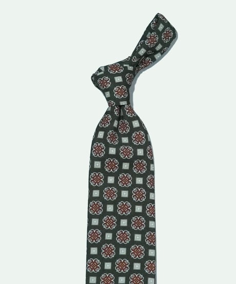 TIE YOUR TIE ／ シルク プリント FrrankSford 小紋ネクタイ GREEN×RED