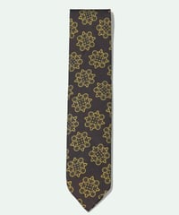 TIE YOUR TIE ／ シルク プリント FrrankSford 小紋ネクタイ BROWN×YELLOW