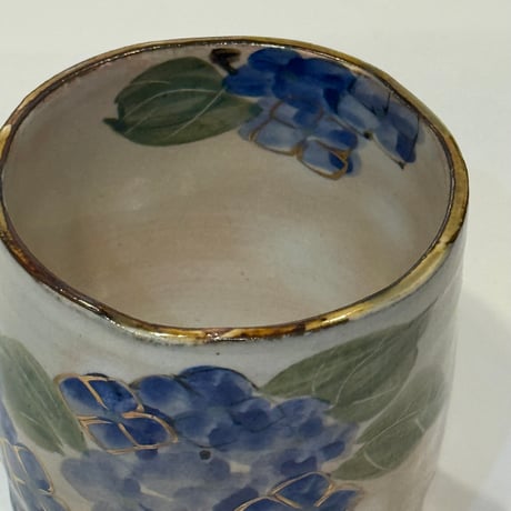 京焼き湯呑み　紫陽花