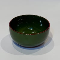 漆器のスープボウル　緑