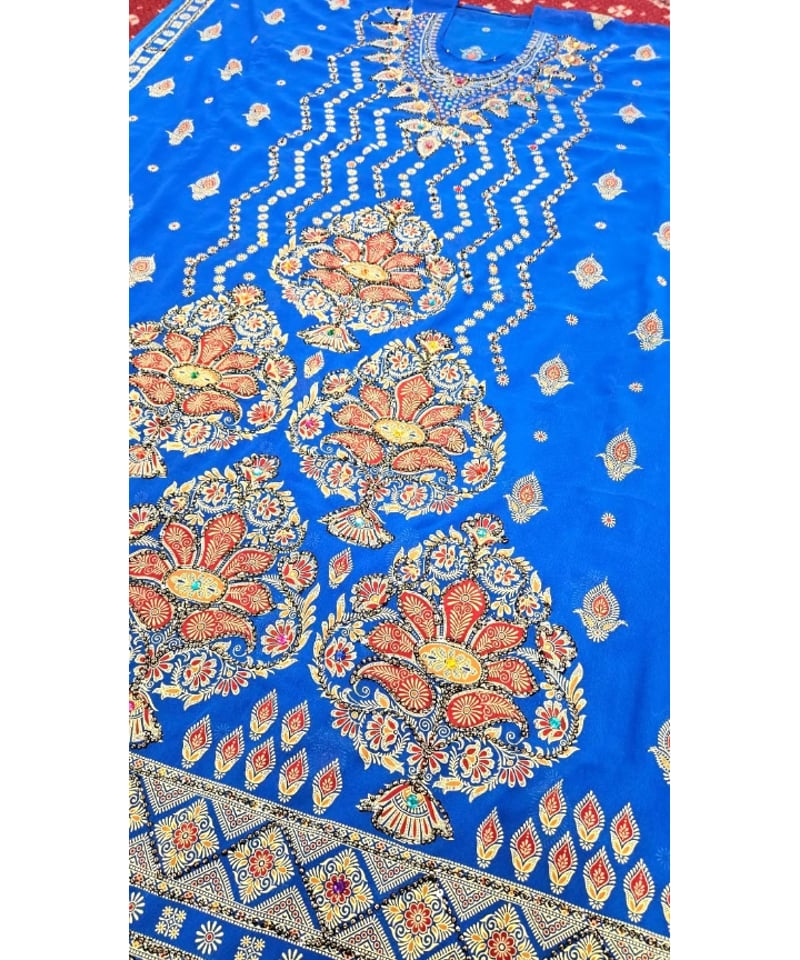 ガラベーヤ ピンク×ブルー 刺繍 ガラベーヤ（ブルー） | ShaznaBelly