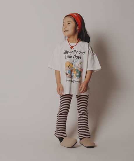 boarder flare pants　pink