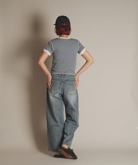 バルーンウォッシュストレートワイドデニム