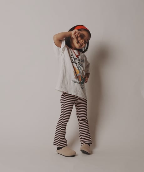 boarder flare pants　pink