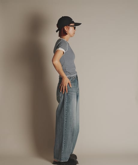 バルーンウォッシュストレートワイドデニム
